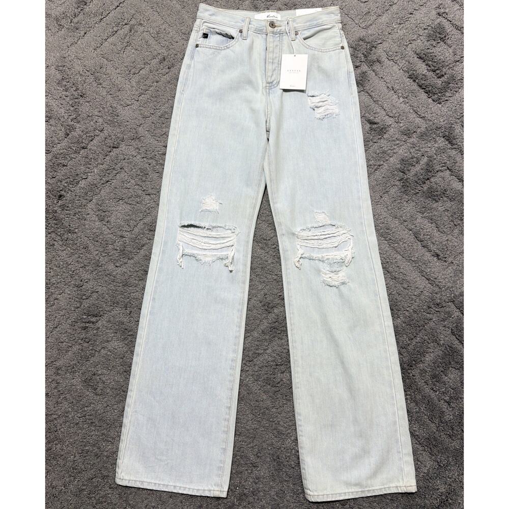 Kancan High Rise 90s Baggy Flare Jeans Distressed Button Fly 1/24 Measure 27x34